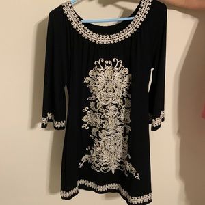 INTERNATIONAL CONCEPTS EMBROIDERED BLACK DRESS WOMENS SIZE XL